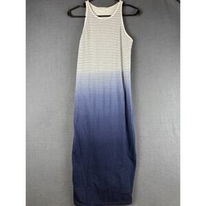 Athleta Women’s S Sunkissed Sleeveless Striped Midi Dress Ombre Dip Dyed Blue